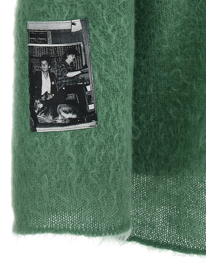 Cardigan by Undercover for men in mohair wool & nylon bicolour, green & jacquard features an crisp silhouette, showcasing a sophisticated and detail for a truly crisp finish.
