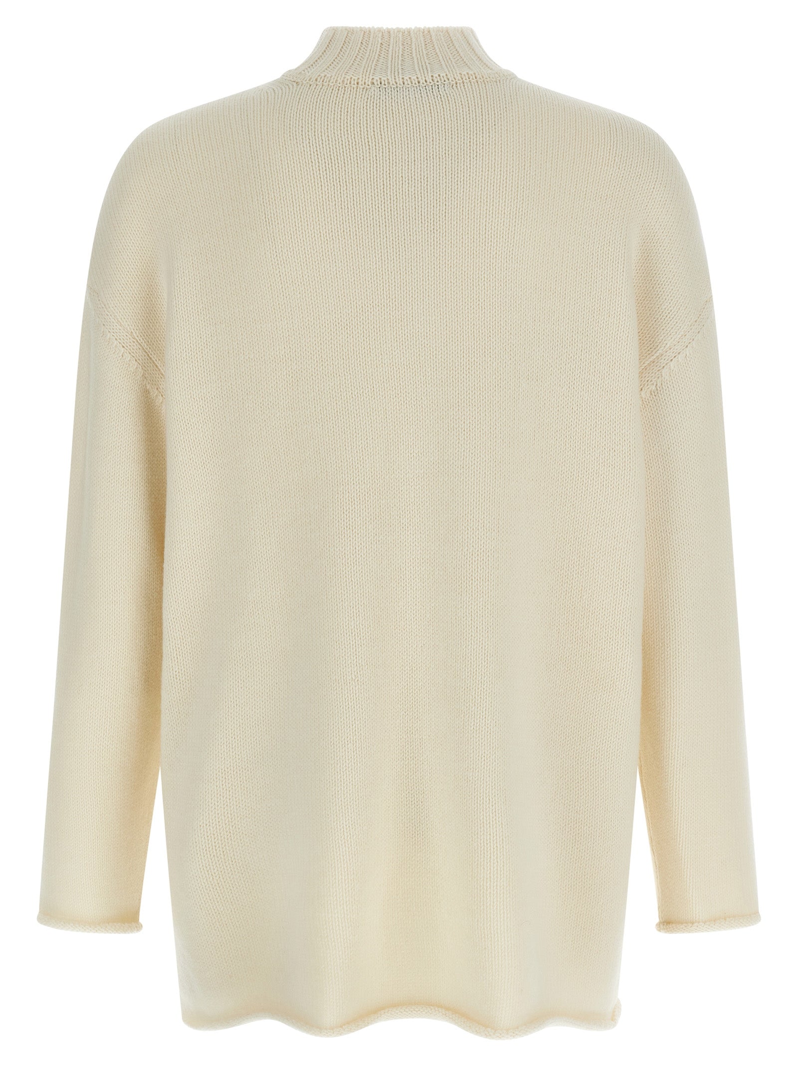 Cardigan by Undercover for men in wool acrylic white & print features a dramatic silhouette, showcasing a sophisticated crew neckline and dramatic detail for a timeless, premium look.