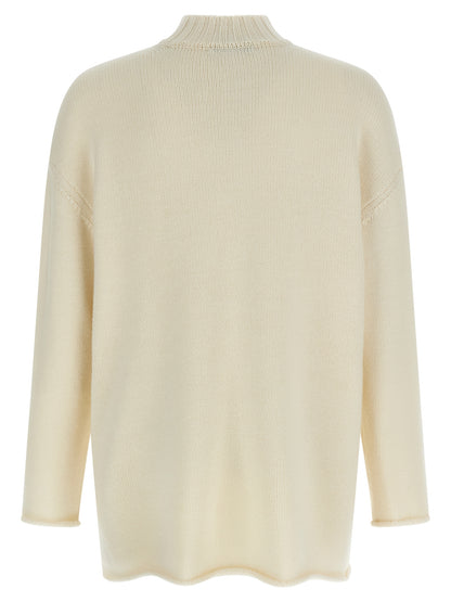 Cardigan by Undercover for men in wool acrylic white & print features a dramatic silhouette, showcasing a sophisticated crew neckline and dramatic detail for a timeless, premium look.
