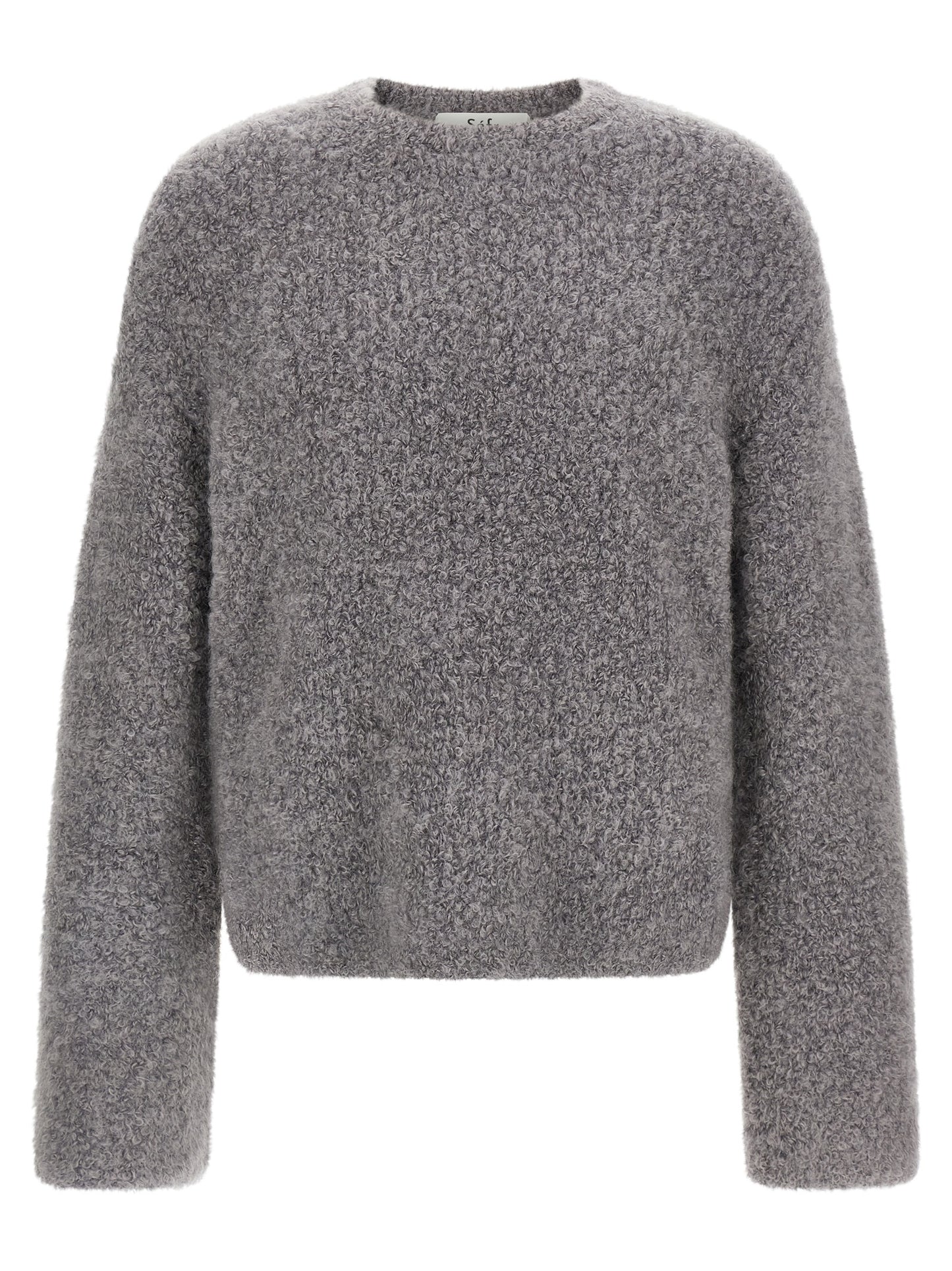 Cardigan by SÉFR for men in mohair wool & nylon gray presents a textural silhouette, artfully finished with a textural boat neckline and long-sleeve for a sophisticated, textural look.