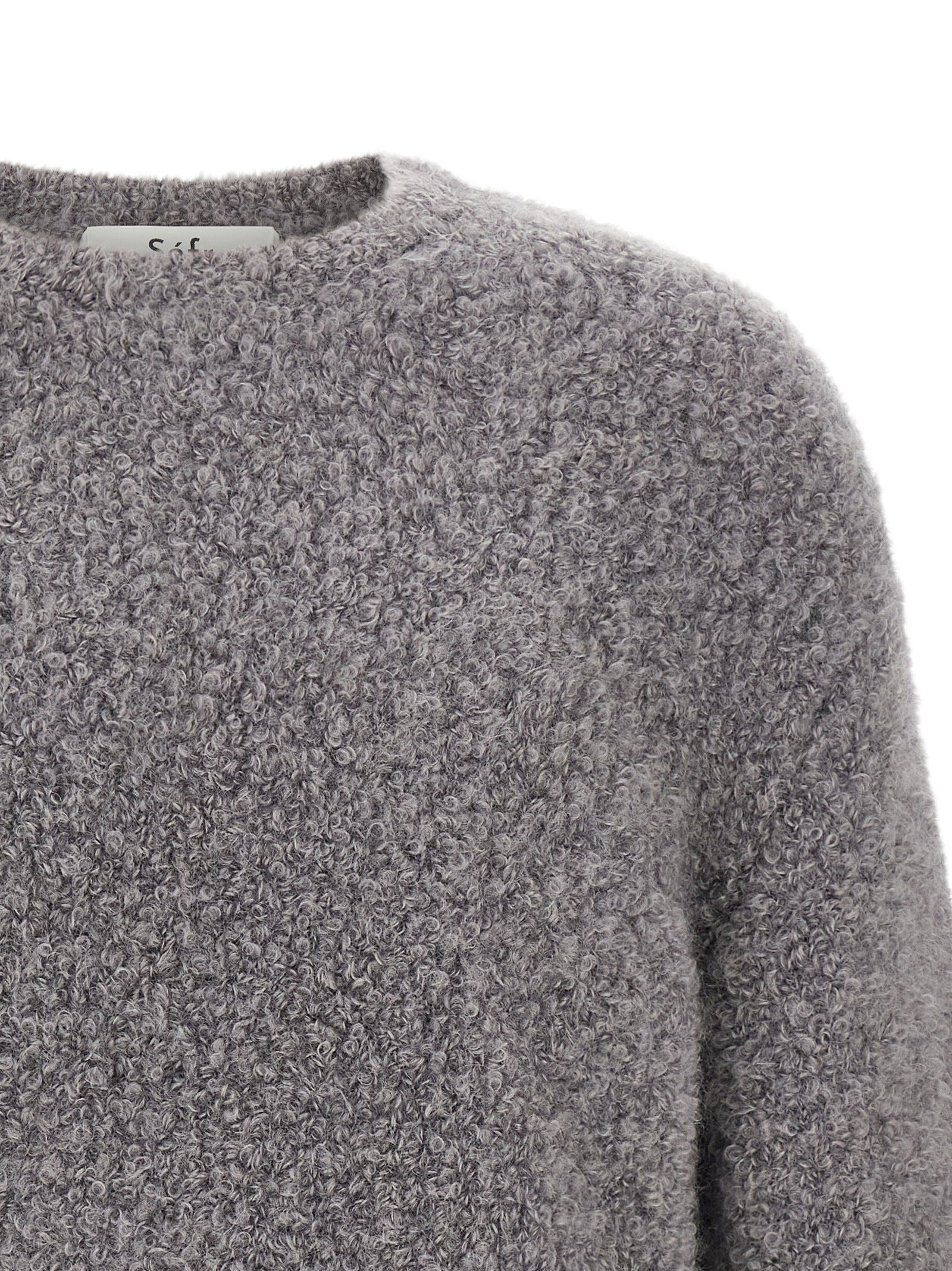 Cardigan by SÉFR for men in mohair wool & nylon gray showcases a luxurious silhouette, meticulously detailed with a sophisticated and for a refined finish.