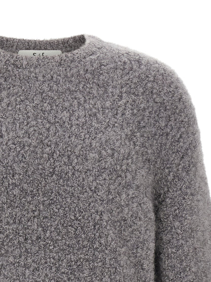 Cardigan by SÉFR for men in mohair wool & nylon gray showcases a luxurious silhouette, meticulously detailed with a sophisticated and for a refined finish.