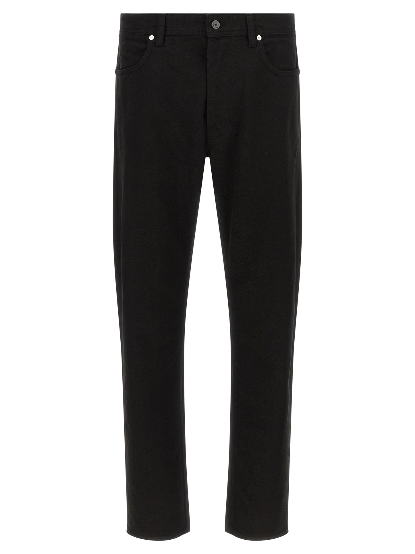 Jeans by Stone Island for men in denim cotton black & signature presents a refined pantology silhouette, artfully defined by a refined pantology straight-leg, long, and a sophisticated .