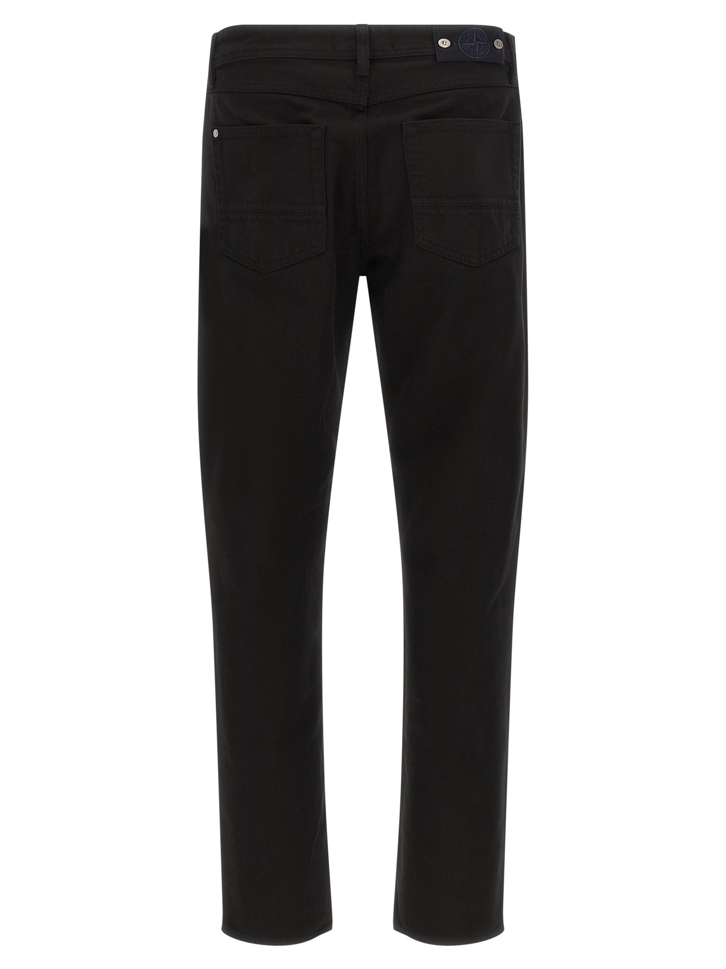 Jeans by Stone Island for men in denim cotton black & signature features an refined tailoring silhouette, showcasing a premium straight-leg with a and long cut for a refined tailoring look.