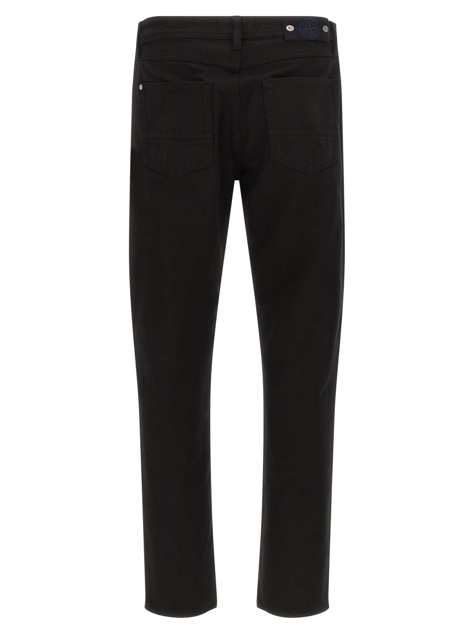 Jeans by Stone Island for men in denim cotton black & signature features an refined tailoring silhouette, showcasing a premium straight-leg with a and long cut for a refined tailoring look.