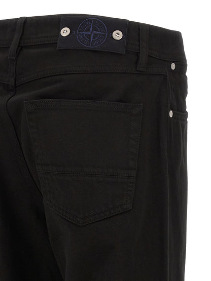 Jeans by Stone Island for men in denim cotton black & signature features an sartorial straight-leg and long with a cut for a sartorial finish.