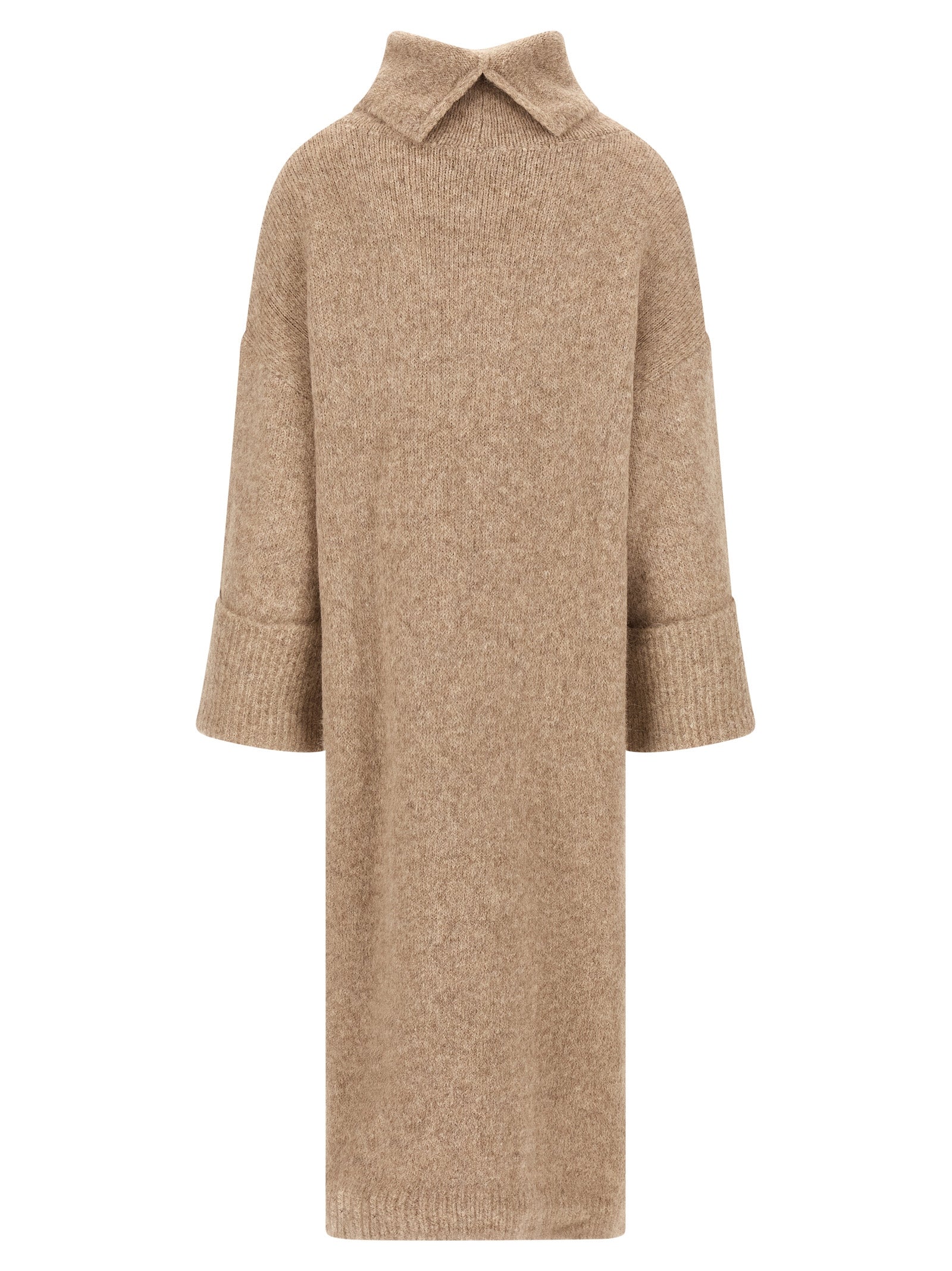 Dress by Entire Studios for women in acrylic nylon leather & alpaca wool beige features an cute silhouette, detailed with a and high-neck neckline that elegantly flows into a cute midi.