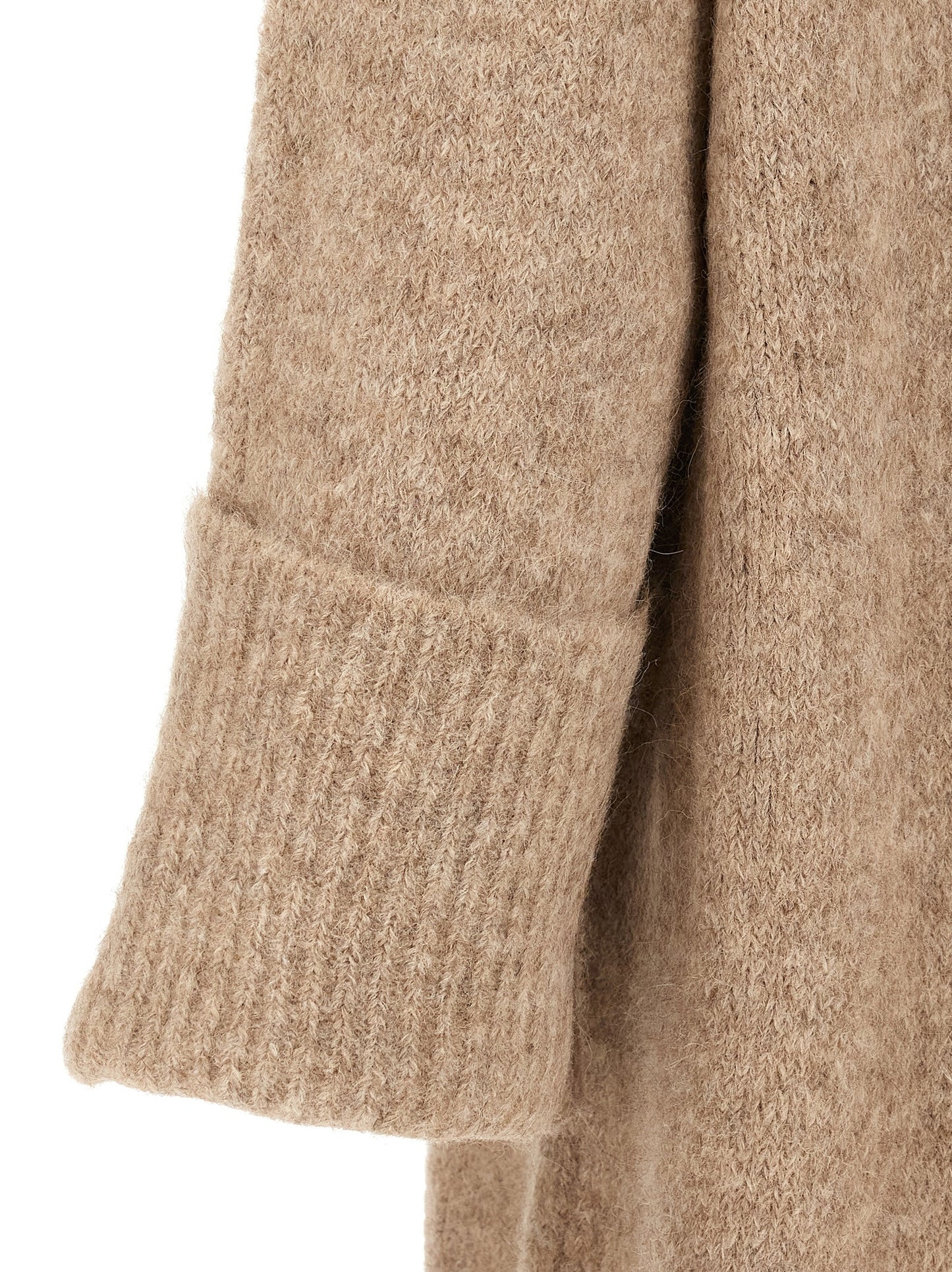 Dress by Entire Studios for women in acrylic nylon leather & alpaca wool beige features a dramatic silhouette, showcasing an elegant and that flows into a dramatic midi.