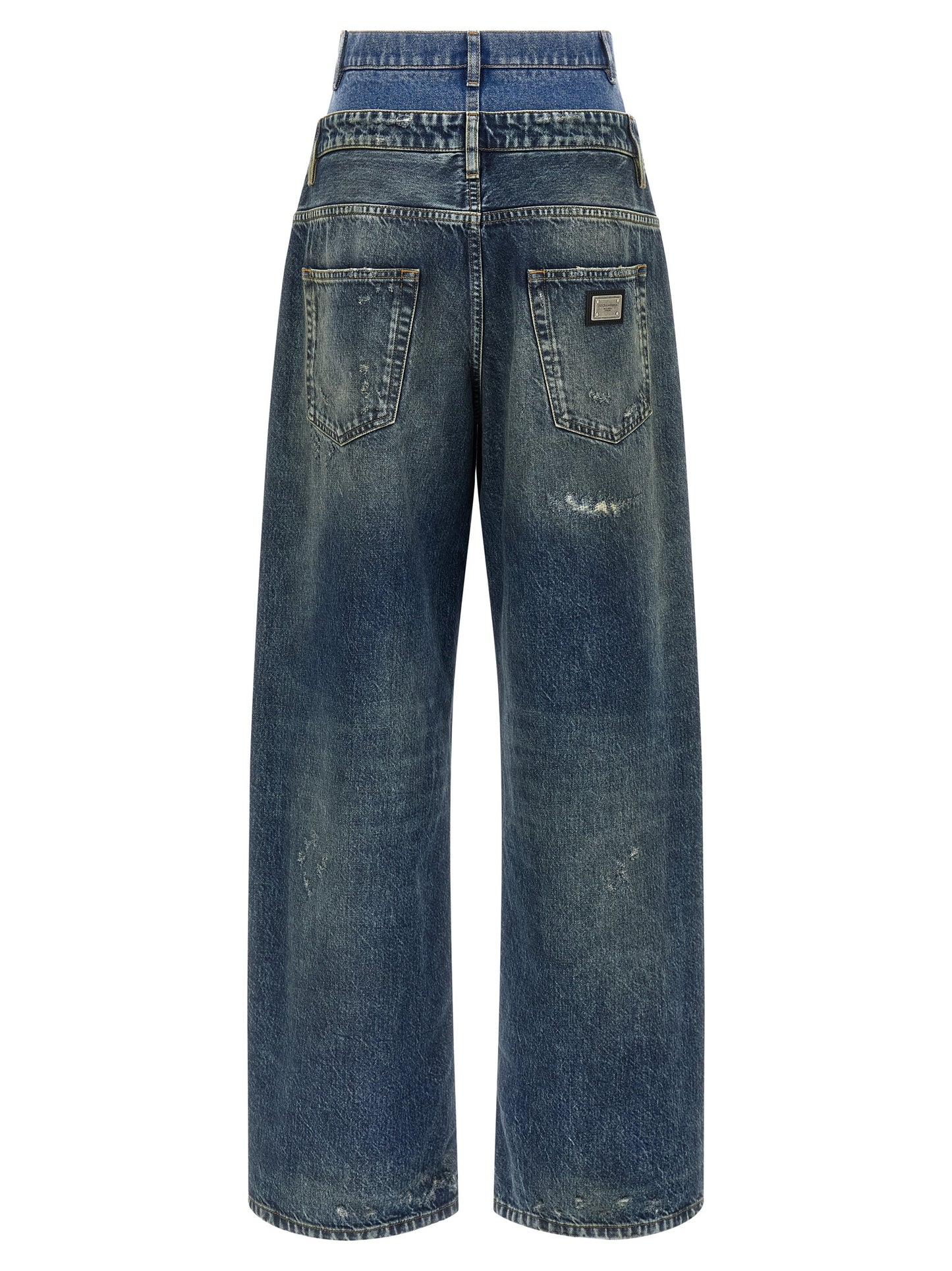 Jeans by Dolce & Gabbana for women in denim cotton blue features an refined tailoring silhouette, showcasing a premium straight & wide with a and long cut for a refined tailoring look.
