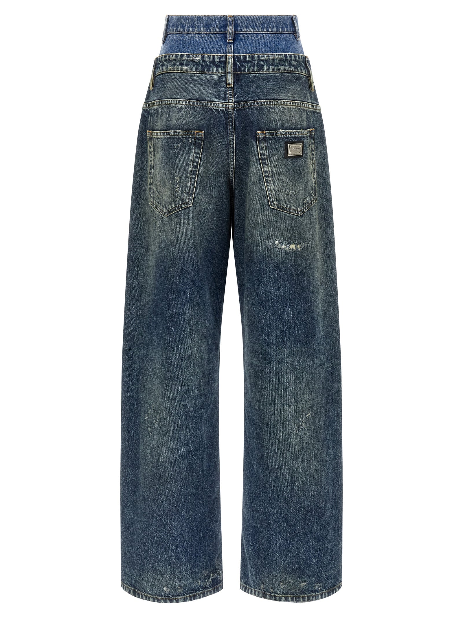 Jeans by Dolce & Gabbana for women in denim cotton blue features an refined tailoring silhouette, showcasing a premium straight & wide with a and long cut for a refined tailoring look.