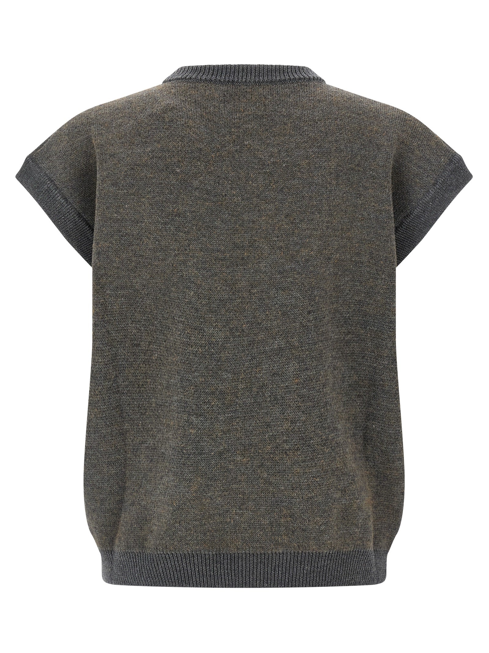 Sweatshirt by Magliano for men in polyamide wool gray & jacquard showcases a slouchy chic silhouette, artfully detailed with a slouchy chic v-neck neckline and for a slouchy chic finish.