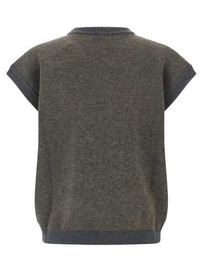 Sweatshirt by Magliano for men in polyamide wool gray & jacquard showcases a slouchy chic silhouette, artfully detailed with a slouchy chic v-neck neckline and for a slouchy chic finish.