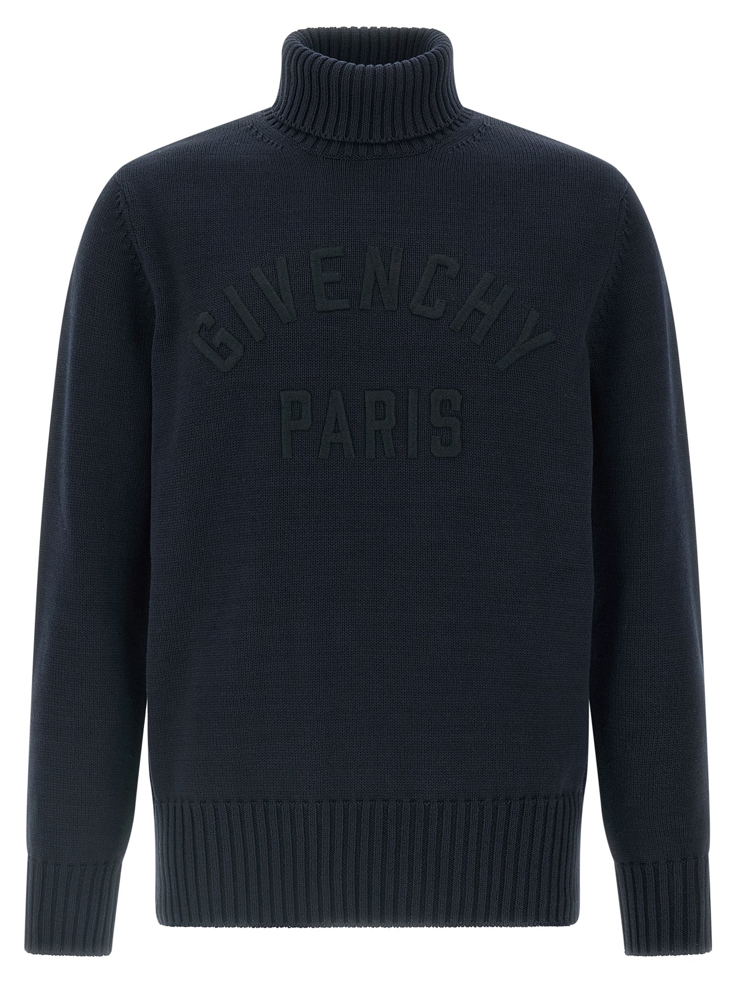 Cardigan by Givenchy for men in cotton blue showcases a captivating silhouette, artfully detailed with a captivating and wrap turtle high-neck neckline for a truly sophisticated captivating look.