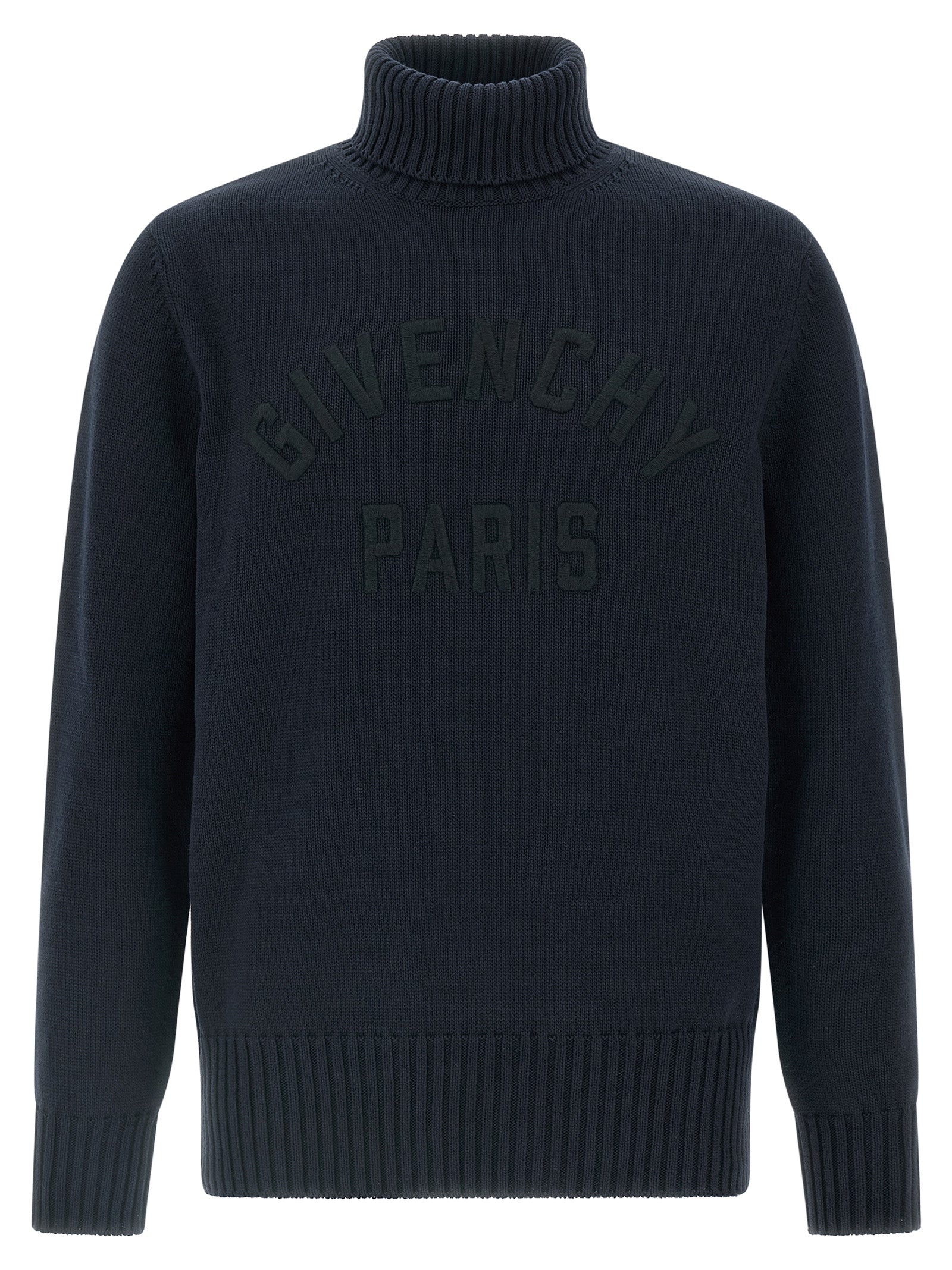Cardigan by Givenchy for men in cotton blue showcases a captivating silhouette, artfully detailed with a captivating and wrap turtle high-neck neckline for a truly sophisticated captivating look.