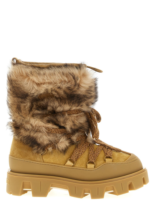 Flat Lace-Up Ankle Boots by Moncler for women in tu & suede calfskin leather brown features an high-performance silhouette, showcasing the sophisticated design of the Women's TU & Suede Calfskin leather Flat Lace-Up Ankle Boots with a flat and a refined .