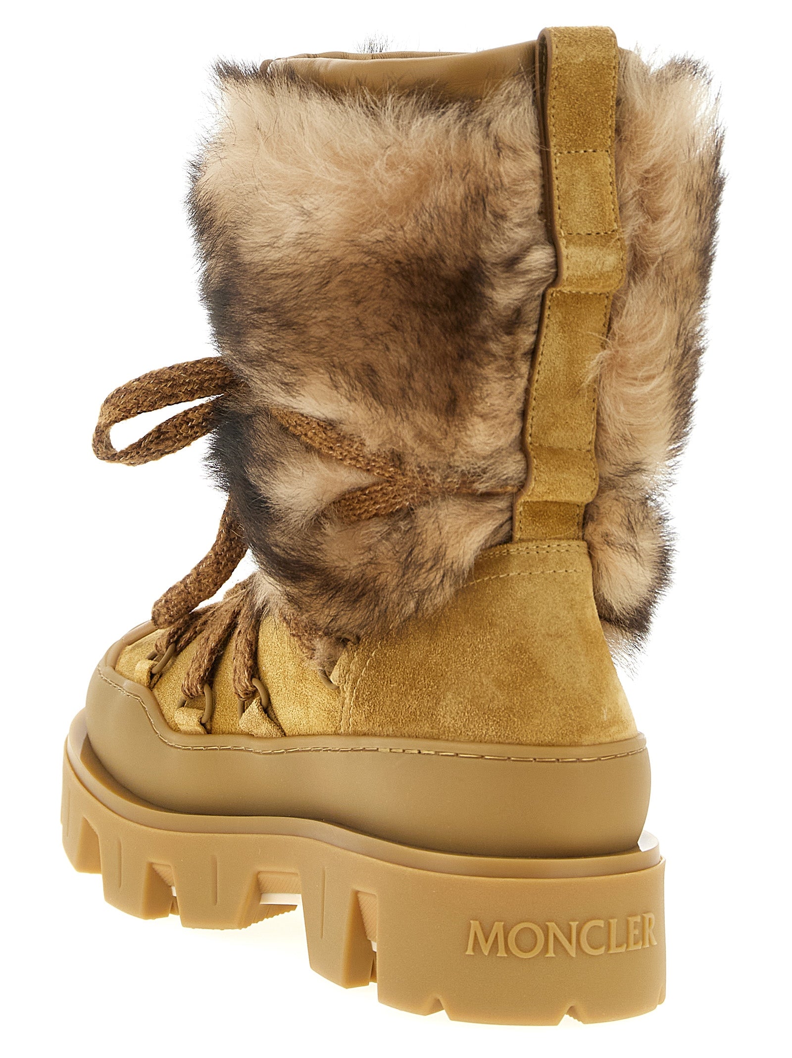 Flat Lace-Up Ankle Boots by Moncler for women in tu & suede calfskin leather brown showcases a impeccable silhouette as Women's TU & Suede Calfskin leather Flat Lace-Up Ankle Boots, artfully defined by a impeccable flat and a impeccable .