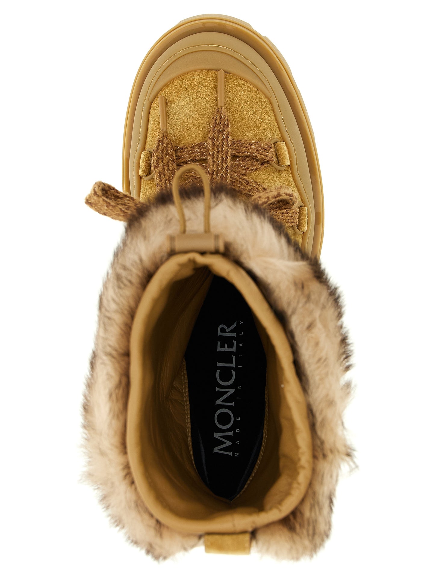 Flat Lace-Up Ankle Boots by Moncler for women in tu & suede calfskin leather brown showcases a ergonomic silhouette from the Women's TU & Suede Calfskin leather Flat Lace-Up Ankle Boots collection, featuring a ergonomic flat and a ergonomic .