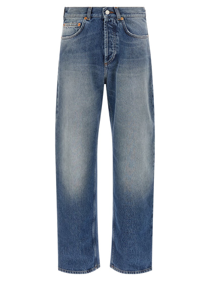 Jeans by Magliano for men in denim cotton blue & signature features an refined tailoring silhouette, showcasing a premium straight-leg, regular-fit & wide with a and long cut for a refined tailoring look.