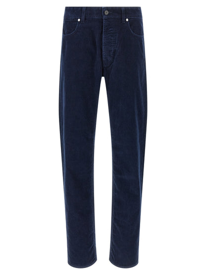 Casual Pants by Stone Island for men in polyester cotton corduroy blue presents a refined pantology silhouette, artfully defined by a refined pantology straight-leg, long, and a sophisticated .