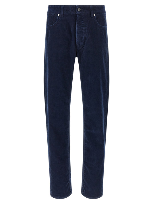 Casual Pants by Stone Island for men in polyester cotton corduroy blue presents a refined pantology silhouette, artfully defined by a refined pantology straight-leg, long, and a sophisticated .