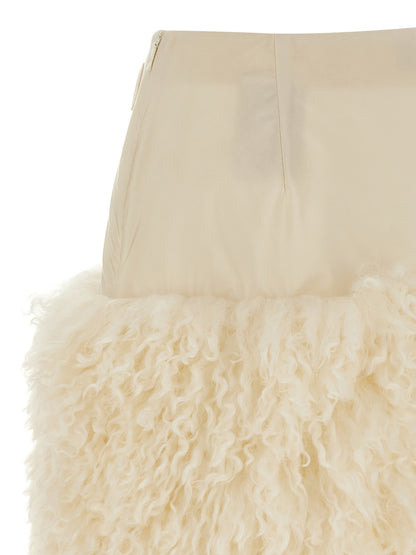 Skirt by Moncler for women in nylon felt white features a captivating silhouette, showcasing the captivating Women's Nylon Felt Long Skirt design with a sophisticated long for a captivating look.