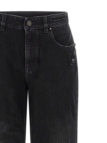 Jeans by Balenciaga for women in denim cotton black features an refined tailoring silhouette, showcasing a premium straight-leg with a mid rise and long cut for a refined tailoring look.