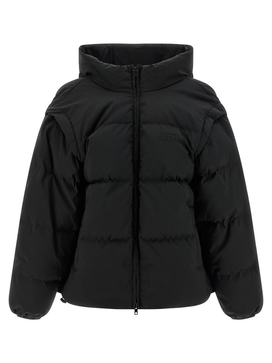 Puffer Jacket by MM6 Maison Margiela for women in polyester black & signature features a city-ready silhouette, detailed with insulated and a city-ready .