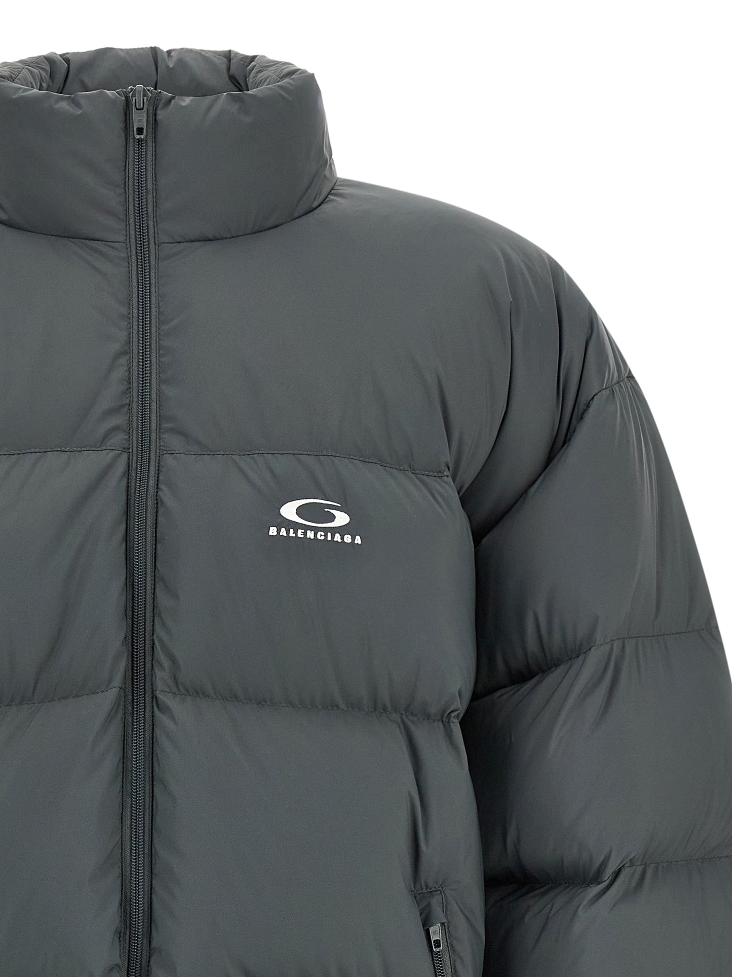 Balenciaga Icon Men's Quilted Down Nylon Puffer Jacket - Gray