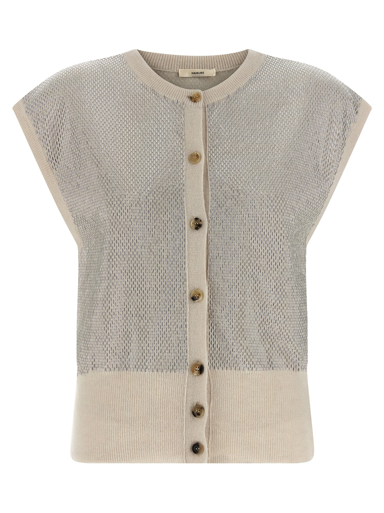 Vest by Haikure for women in virgin wool beige features a chic silhouette, expertly detailed with a refined crew neckline and premium for a truly chic look.