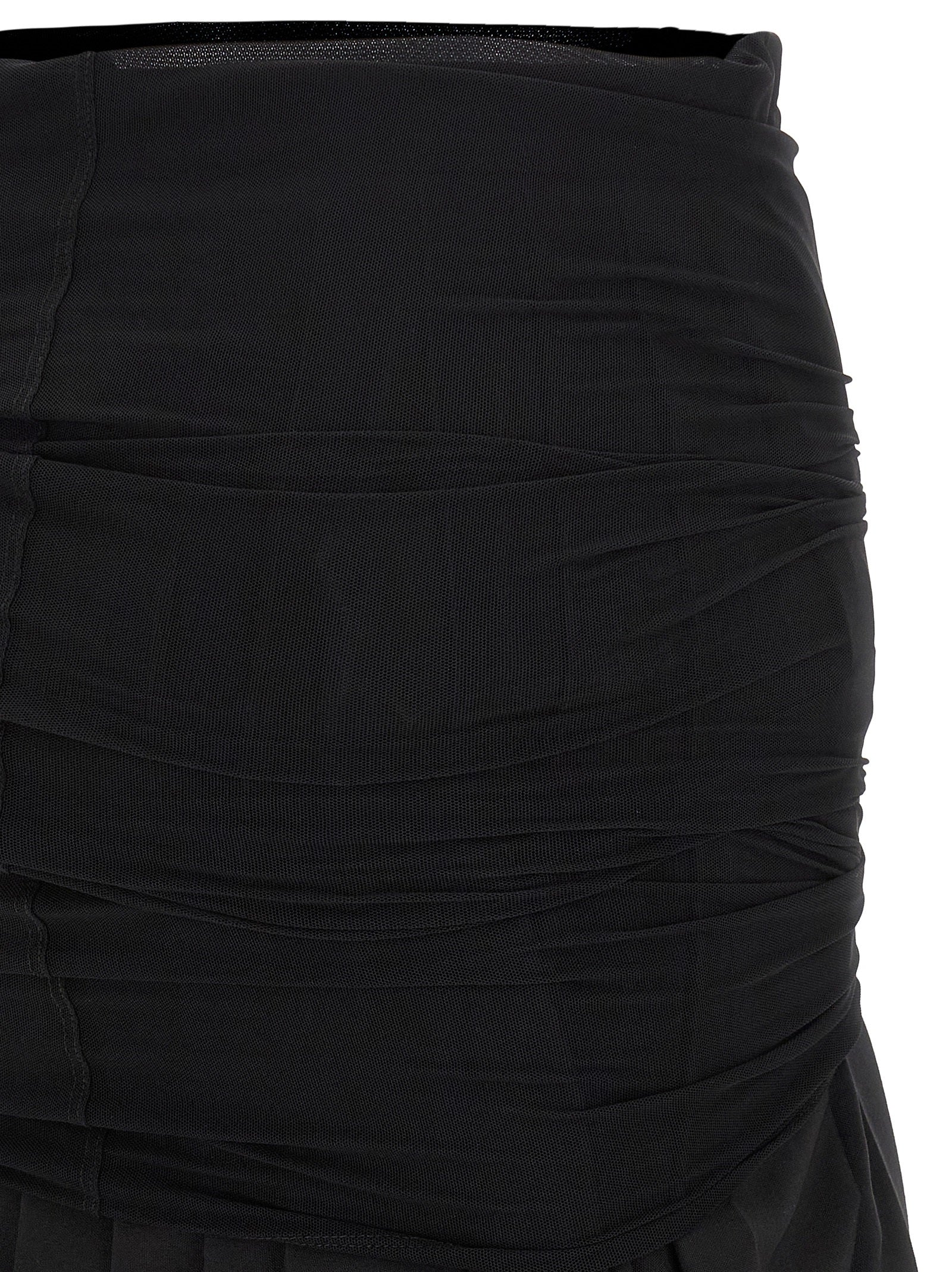 Skirt by MM6 Maison Margiela for women in wool & polyester black features an relaxed-yet-refined silhouette that elegantly showcases the Women's Pleated Flared Wool & Polyester Midi Skirt design and sophisticated midi.