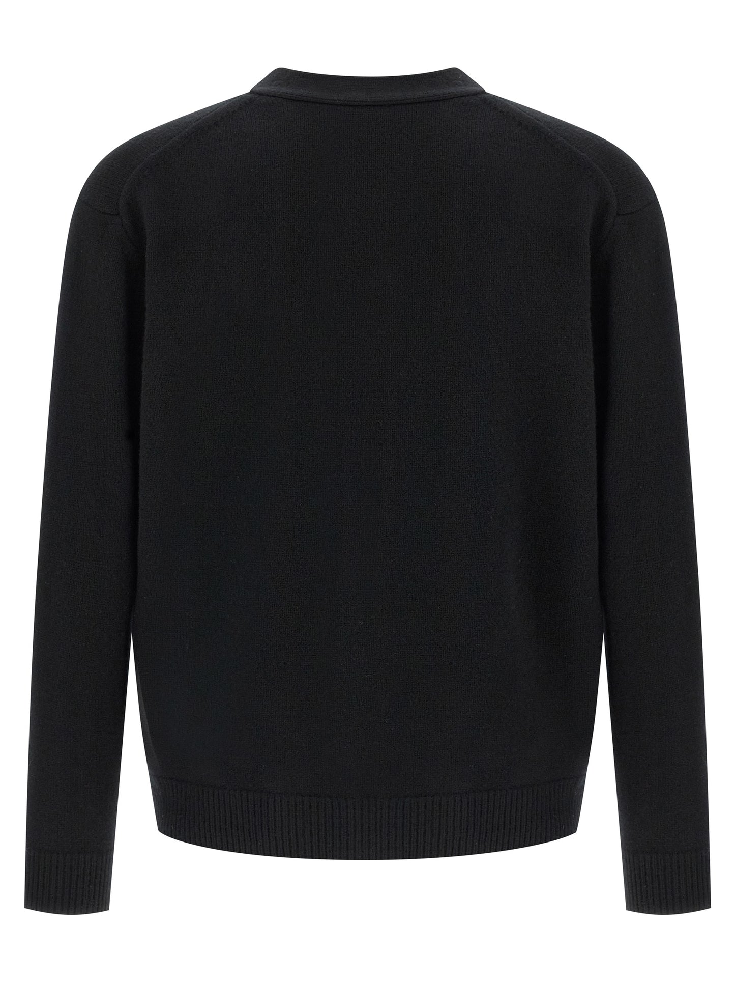 Cardigan by Maison Kitsuné for men in merino wool black features an crisp silhouette, showcasing a sophisticated v-neck neckline and detail for a truly crisp finish.