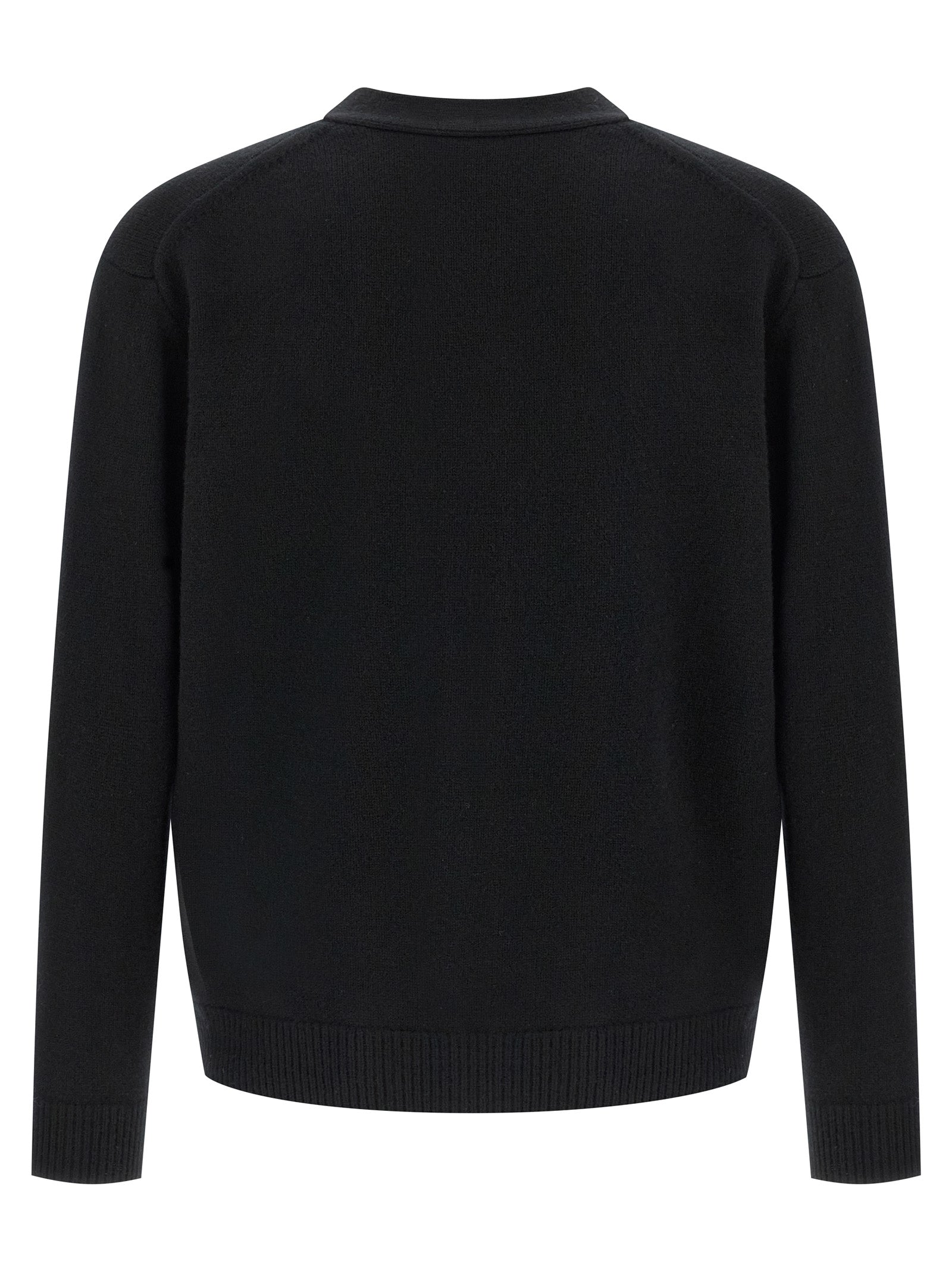 Cardigan by Maison Kitsuné for men in merino wool black features an crisp silhouette, showcasing a sophisticated v-neck neckline and detail for a truly crisp finish.