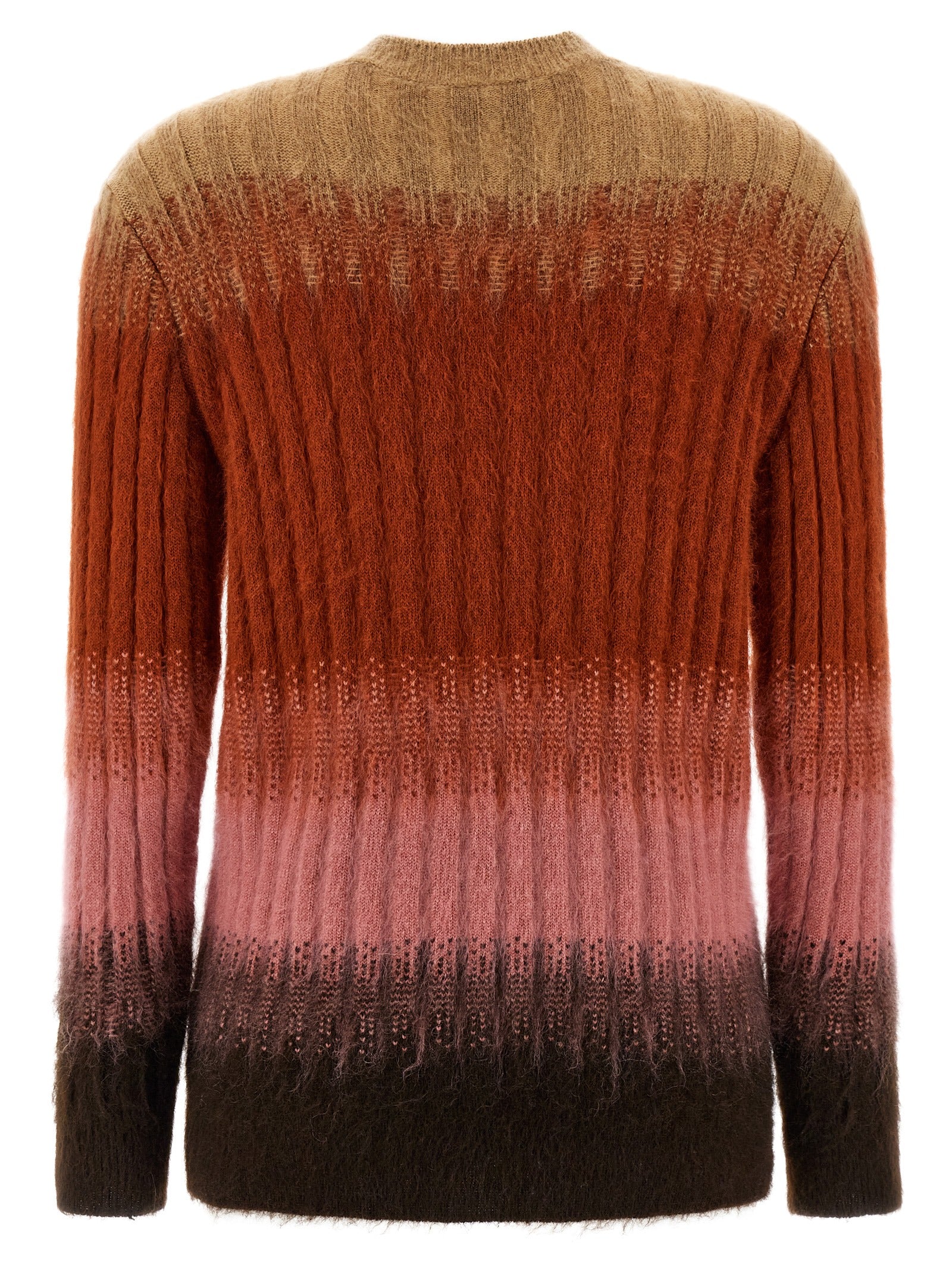 Cardigan by Fendi for women in mohair wool & polyamide multicolor & patterned showcases a luxurious silhouette, meticulously detailed with a sophisticated crew neckline and for a refined finish.