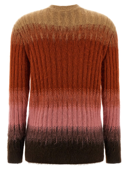 Cardigan by Fendi for women in mohair wool & polyamide multicolor & patterned showcases a luxurious silhouette, meticulously detailed with a sophisticated crew neckline and for a refined finish.