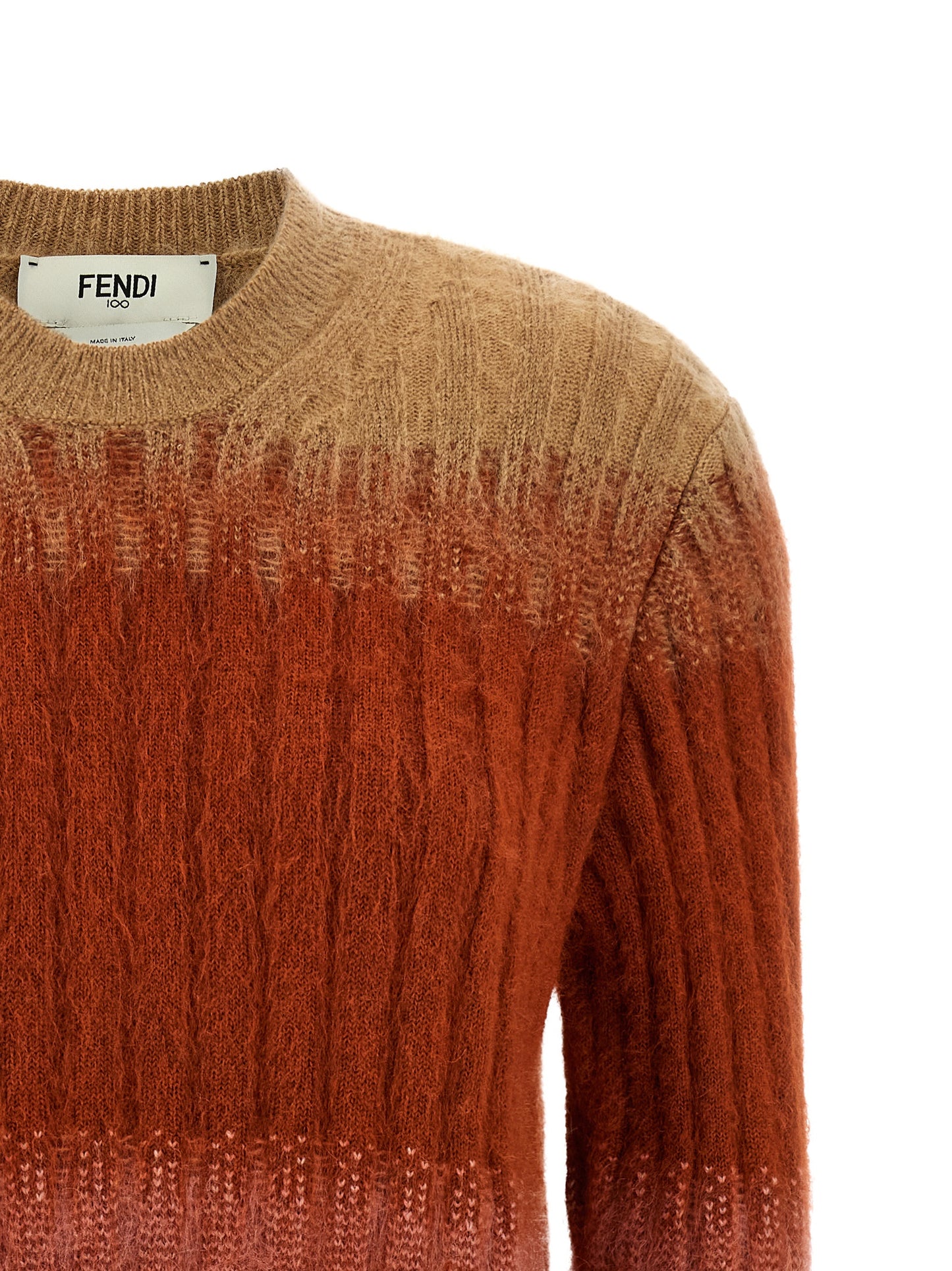 Cardigan by Fendi for women in mohair wool & polyamide multicolor & patterned features an impeccable silhouette, showcasing a sophisticated crew neckline and detail for a truly impeccable finish.
