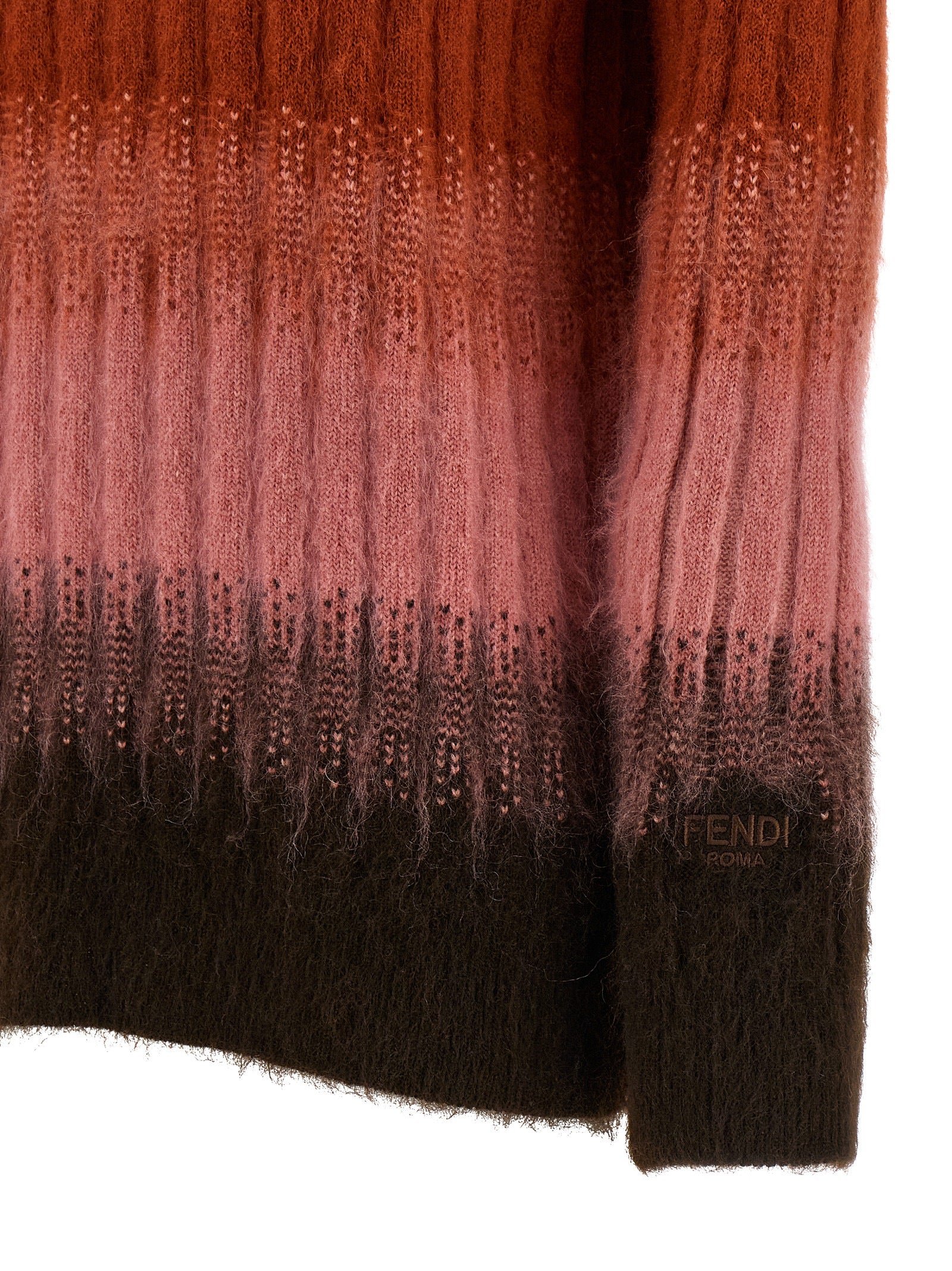 Cardigan by Fendi for women in mohair wool & polyamide multicolor & patterned features a nuanced silhouette with a refined and nuanced detailing for a sophisticated look.