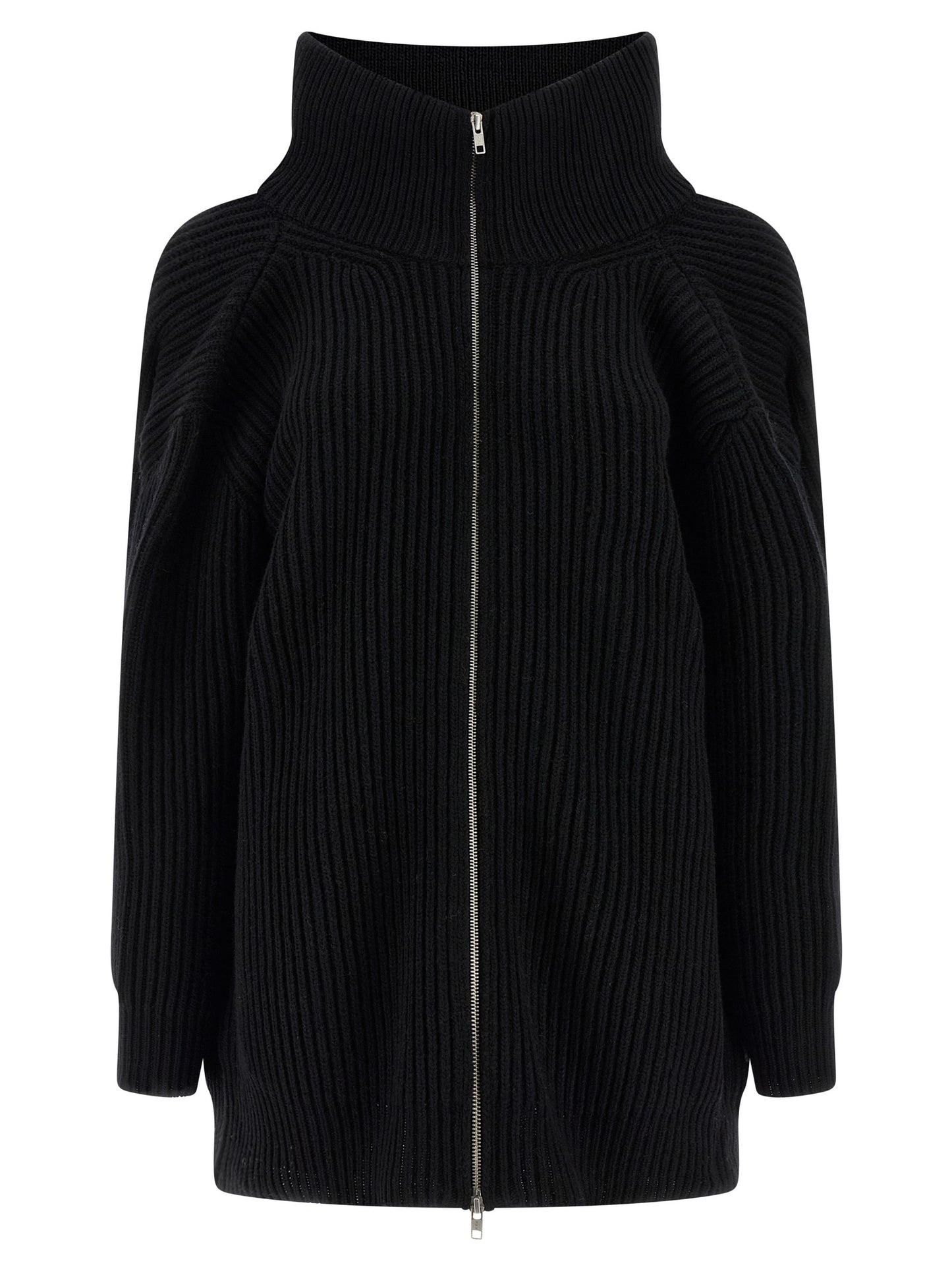 Dress by MM6 Maison Margiela for women in polyamide viscose wool black, white & signature features an eye catching silhouette with a sophisticated high-neck neckline, elegant , and a refined short mini for a eye catching aesthetic.