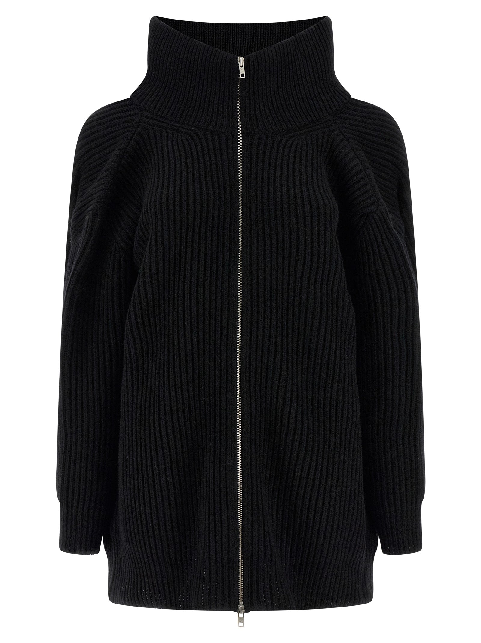 Dress by MM6 Maison Margiela for women in polyamide viscose wool black, white & signature features an eye catching silhouette with a sophisticated high-neck neckline, elegant , and a refined short mini for a eye catching aesthetic.