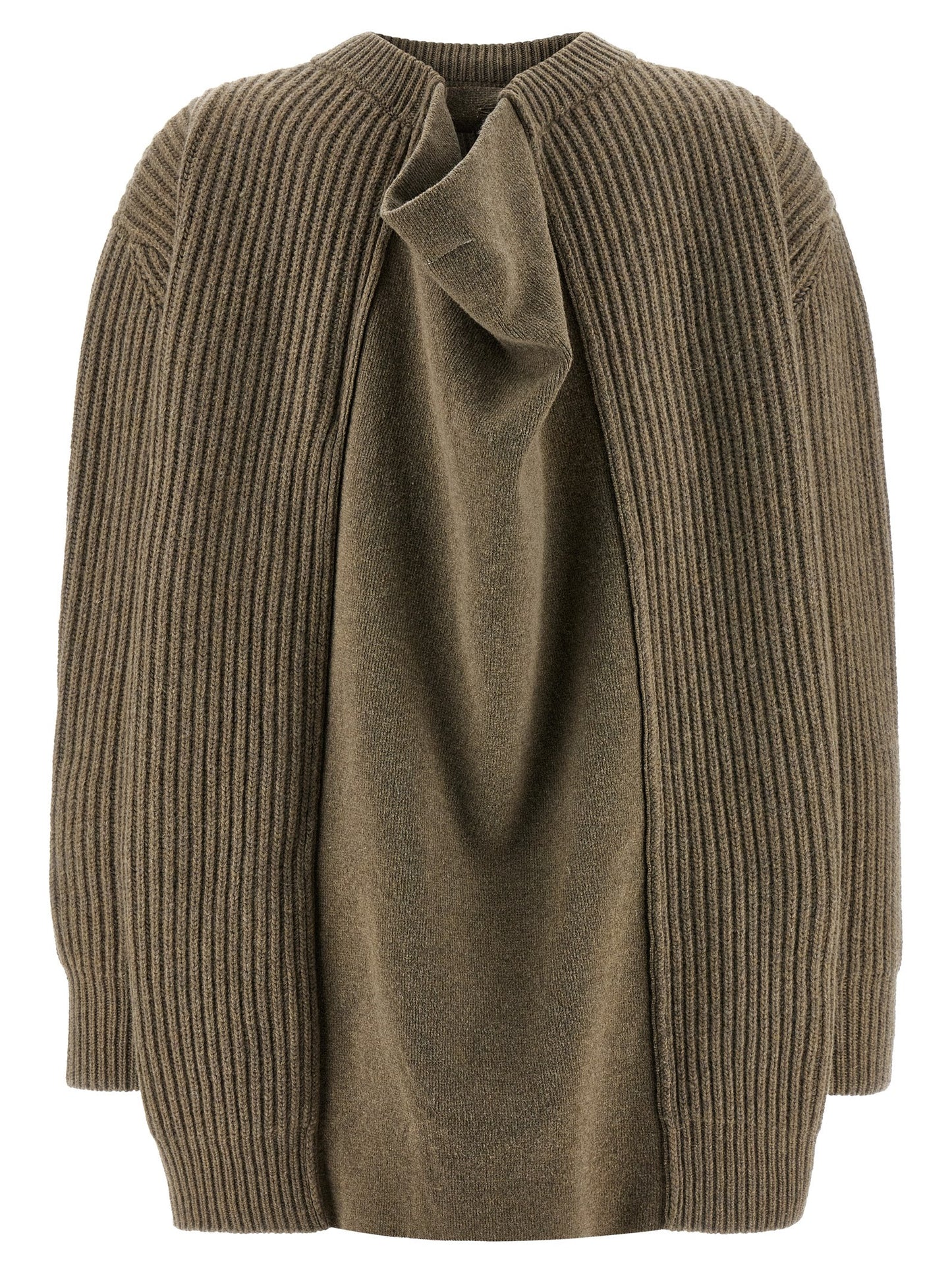 Dress by MM6 Maison Margiela for women in polyester & virgin wool beige, white & signature presents a sinuous silhouette, showcasing a sophisticated crew neckline and detailed with a sinuous short mini for a refined finish.
