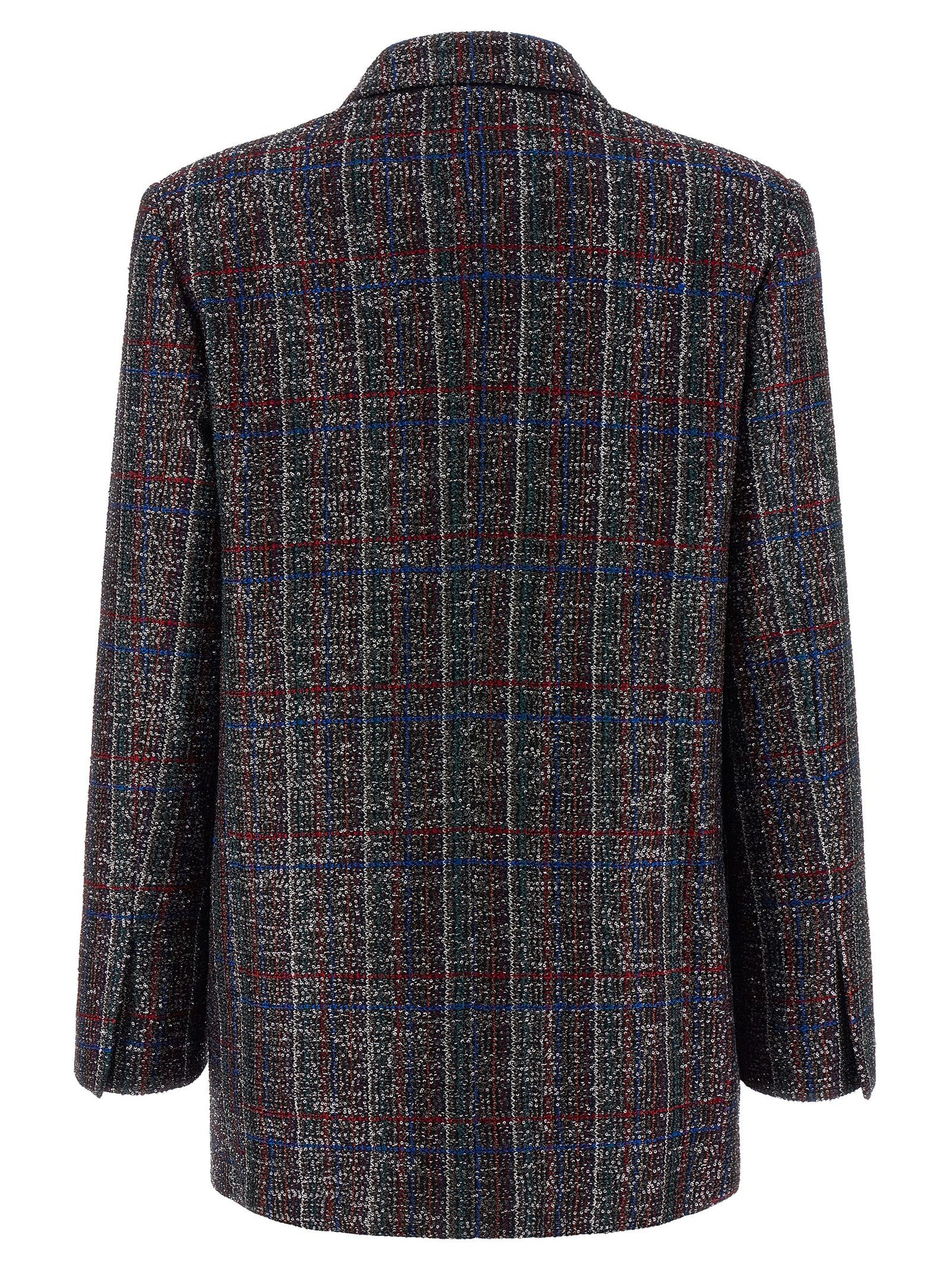 Missoni Women's Padded Double Breasted Metallized Fiber Polyamide Polyester & Sequins Blazer - Multicolor Patterned Tartan