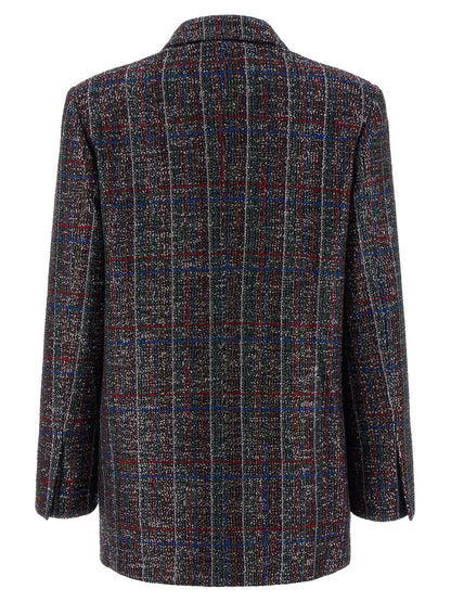 Missoni Women's Padded Double Breasted Metallized Fiber Polyamide Polyester & Sequins Blazer - Multicolor Patterned Tartan