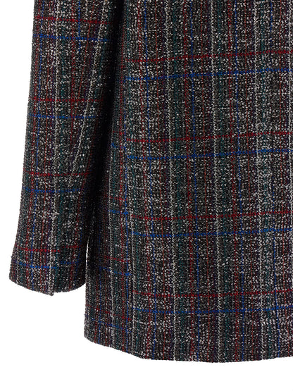 Missoni Women's Padded Double Breasted Metallized Fiber Polyamide Polyester & Sequins Blazer - Multicolor Patterned Tartan