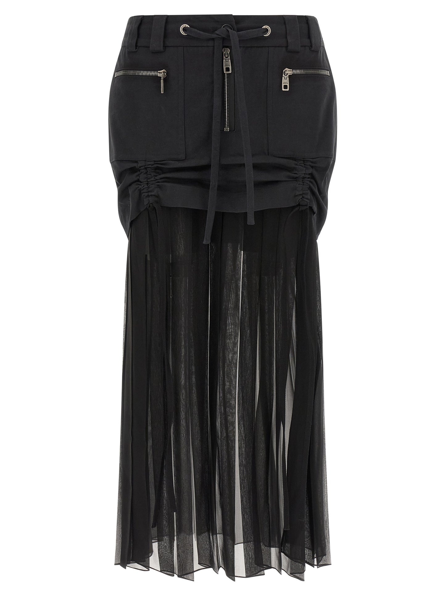 Skirt by Dolce & Gabbana for women in cotton chiffon twill black features an relaxed-yet-refined silhouette that elegantly showcases the Women's Pleated Cotton Chiffon Twill Midi Skirt design and sophisticated midi.