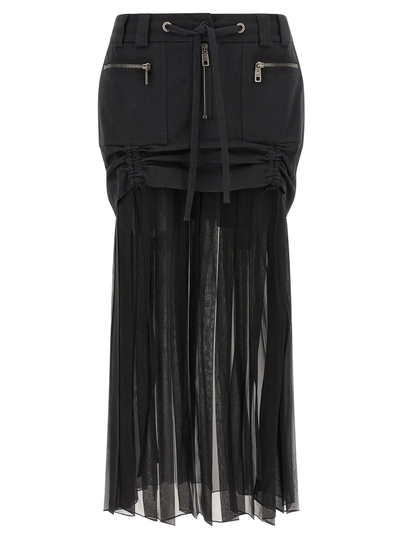 Skirt by Dolce & Gabbana for women in cotton chiffon twill black features an relaxed-yet-refined silhouette that elegantly showcases the Women's Pleated Cotton Chiffon Twill Midi Skirt design and sophisticated midi.