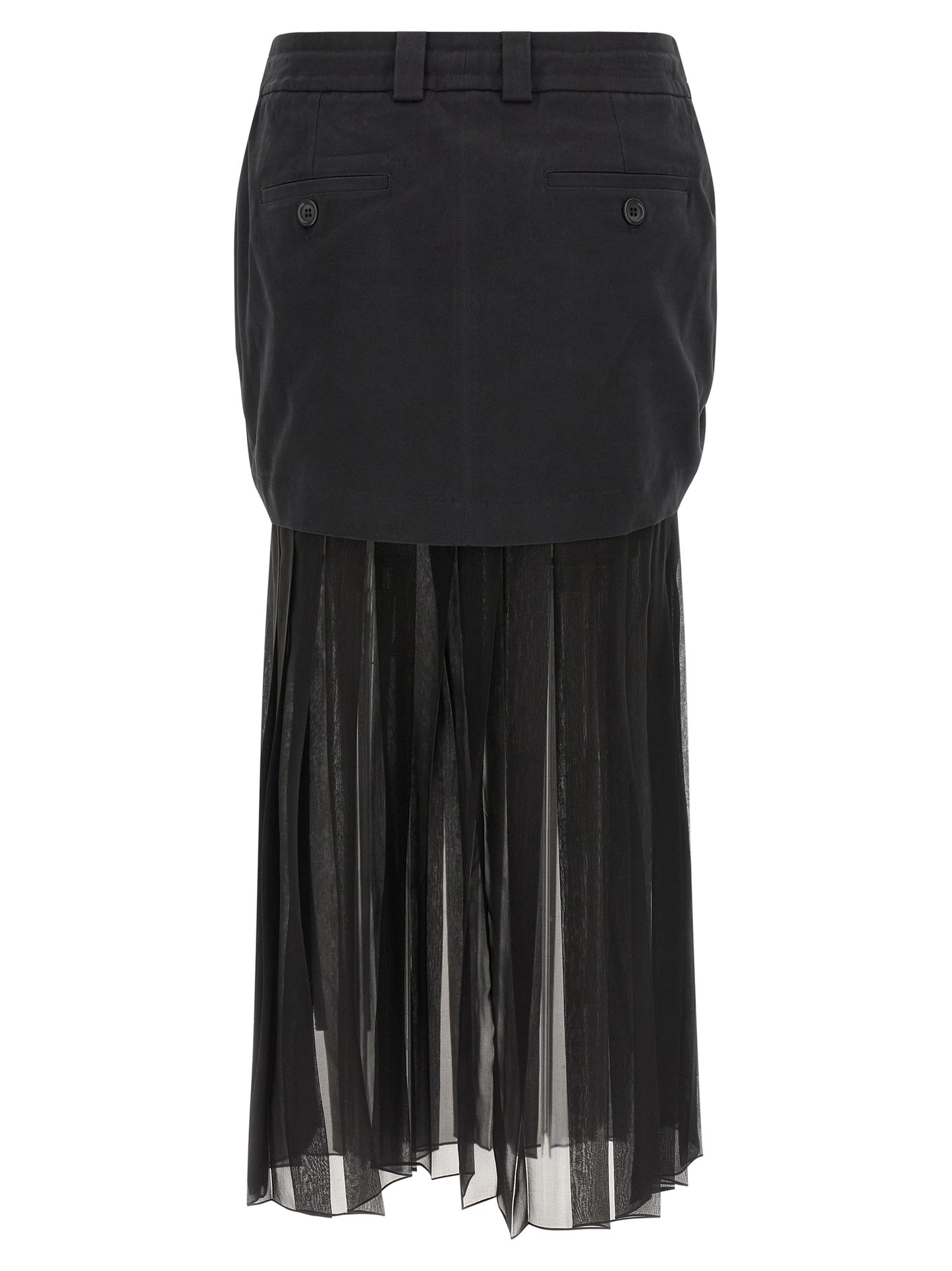 Skirt by Dolce & Gabbana for women in cotton chiffon twill black features an relaxed-yet-refined silhouette that elegantly showcases the Women's Pleated Cotton Chiffon Twill Midi Skirt design and sophisticated midi.