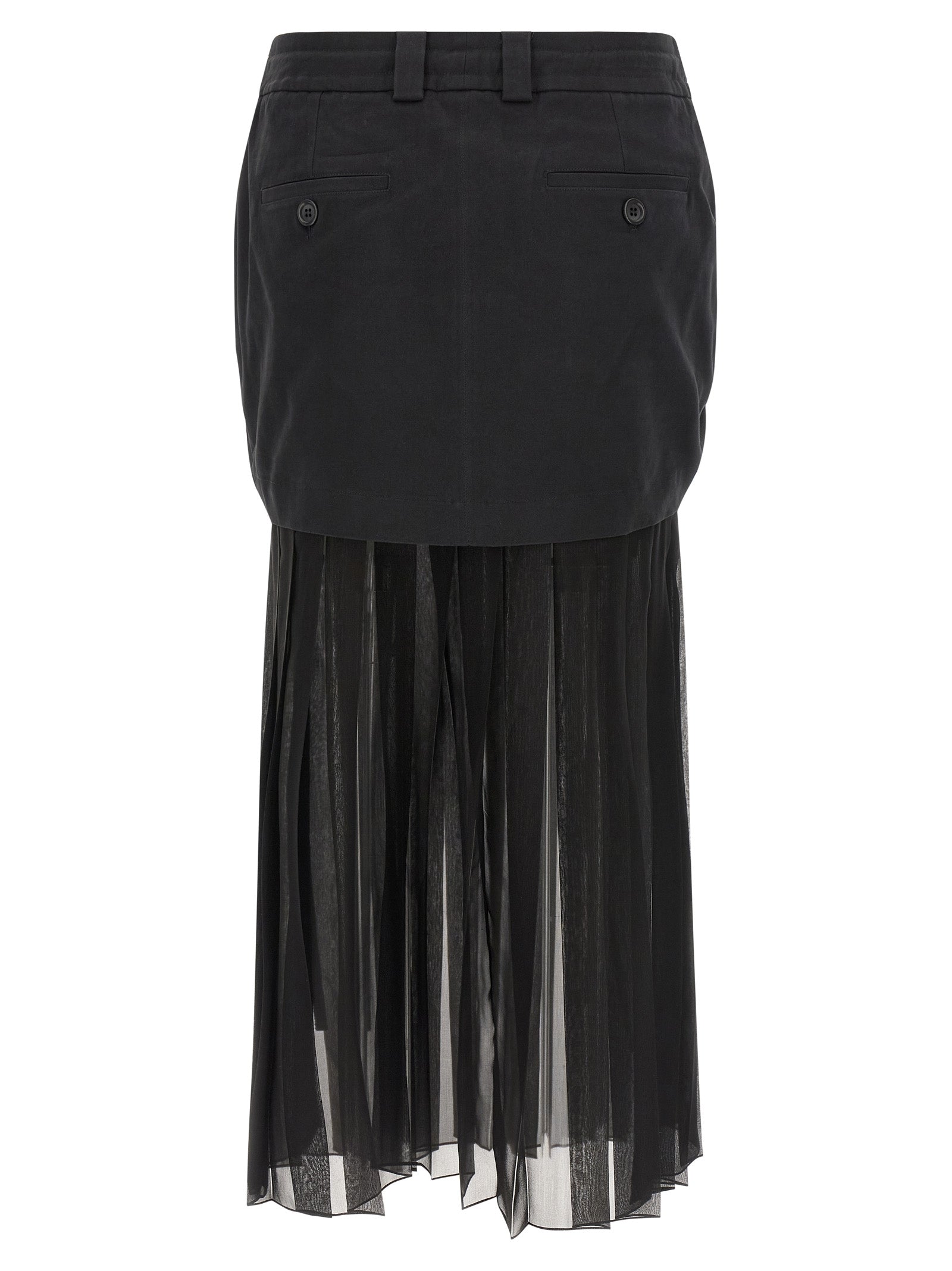 Skirt by Dolce & Gabbana for women in cotton chiffon twill black features an relaxed-yet-refined silhouette that elegantly showcases the Women's Pleated Cotton Chiffon Twill Midi Skirt design and sophisticated midi.