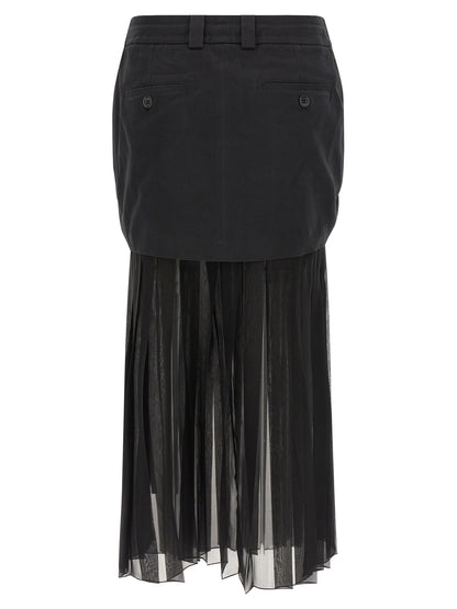 Skirt by Dolce & Gabbana for women in cotton chiffon twill black features an relaxed-yet-refined silhouette that elegantly showcases the Women's Pleated Cotton Chiffon Twill Midi Skirt design and sophisticated midi.