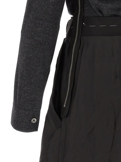 Dress by Maison Margiela for women in cupro & virgin wool gray features an cute silhouette, detailed with a and that elegantly flows into a cute midi.