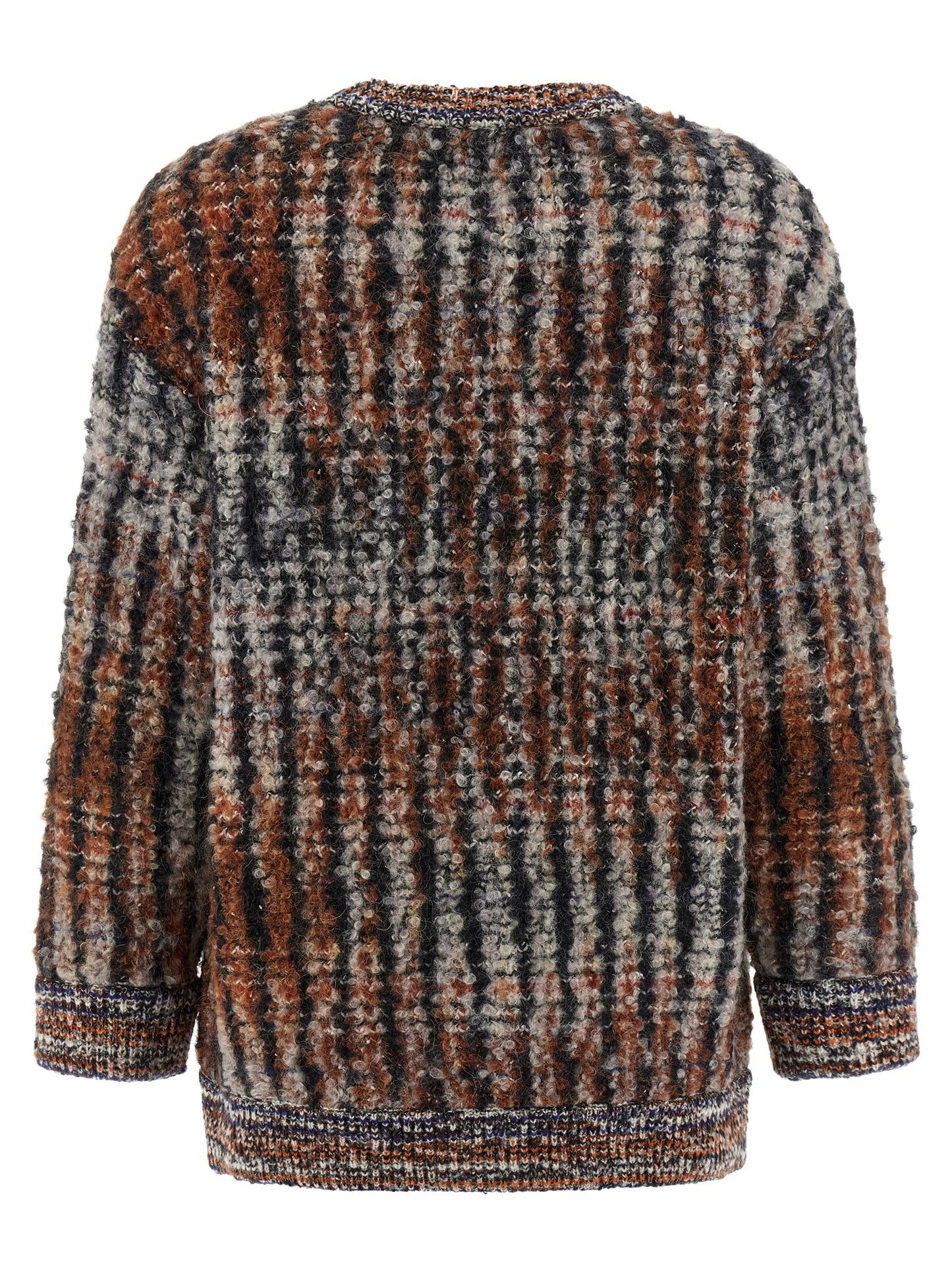 Cardigan by Missoni for women in mohair polyamide cotton & alpaca wool multicolor & patterned showcases a captivating silhouette, artfully detailed with a captivating and v-neck neckline for a truly sophisticated captivating look.