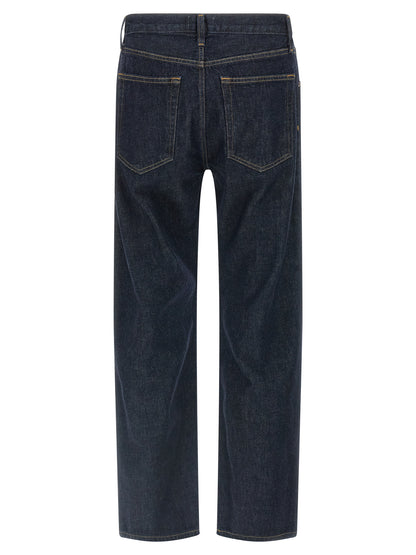 Jeans by Agolde for men in denim cotton blue presents a tailored silhouette, showcasing a tailored straight-leg & wide and long cut with a refined for a truly tailored aesthetic.